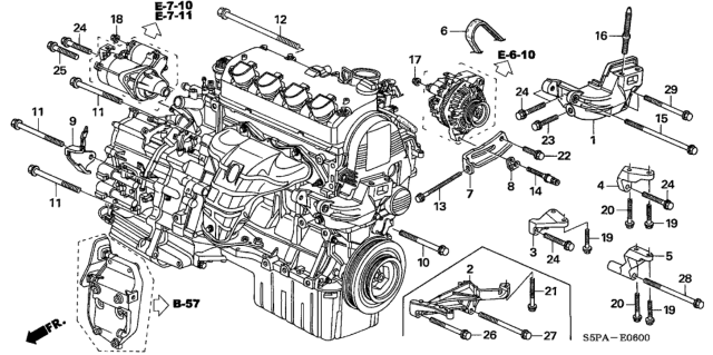 2005 Honda Civic Engine Mounting Bracket Diagram