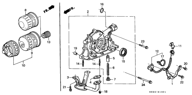 2000 Honda Civic Oil Pump - Oil Strainer (DOHC) Diagram