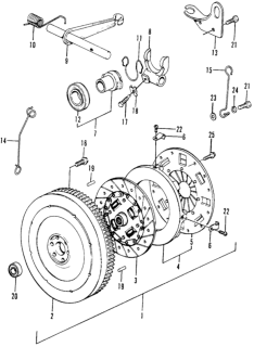 1976 Honda Civic MT Clutch - Flywheel Diagram