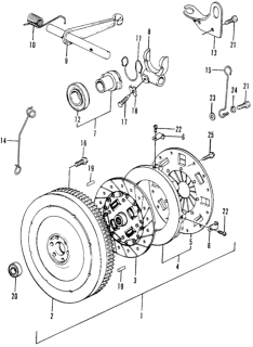 1973 Honda Civic 2 Door ** (1200) ** 4MT MT Clutch - Flywheel Diagram