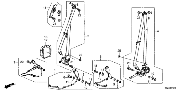 2020 Honda Ridgeline Buckle Set, L. FR. Seat Belt *NH900L* (DEEP BLACK) Diagram for 04816-T6Z-A30ZA