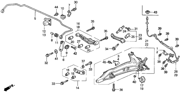 1993 Honda Del Sol Arm, Left Rear Trailing Diagram for 52371-SR3-G01