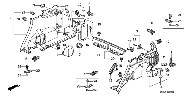 2004 Honda CR-V Side Lining Diagram