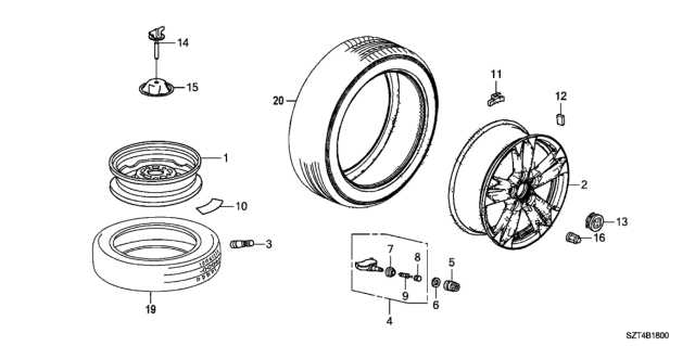 2012 Honda CR-Z Wheel Disk Diagram