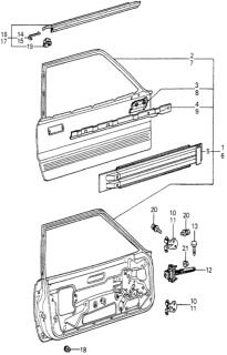 1982 Honda Prelude Skin, R. Door Diagram for 75111-692-670ZZ