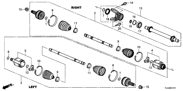 2018 Honda CR-V Driveshaft Assembly, Driver Side Diagram for 44306-TLC-A01