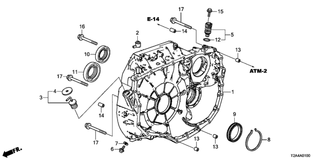 2014 Honda Accord Case, Torque Converter Diagram for 21110-RJ2-000
