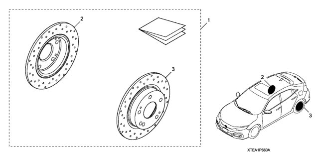 2017 Honda Civic 5 Door LX KA CVT HFP Disc Rotor (Rear) (Drilled) Diagram
