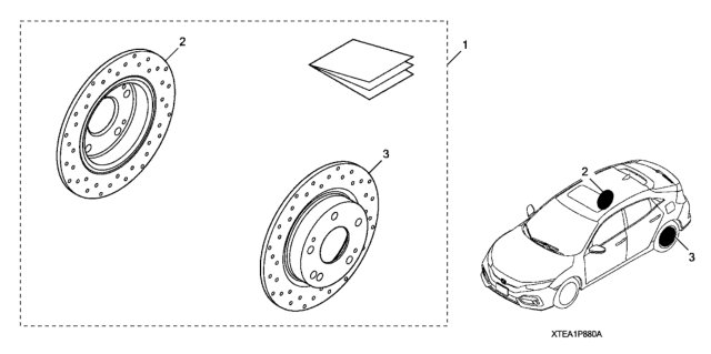 2019 Honda Civic Brake Rotor, L. RR. (Drilled) Diagram for 08P88-TEA-100R4