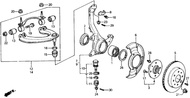 1990 Honda Civic Splash Guard, Front Brake Diagram for 45255-SH3-030