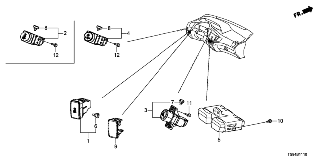 2012 Honda Civic Sw Assy,Vsa Off Diagram for 35300-TR0-A01