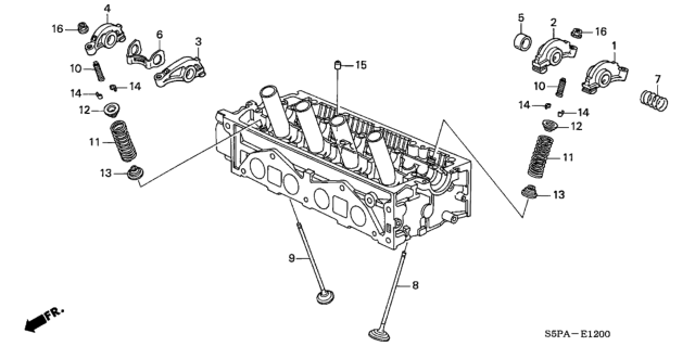 2005 Honda Civic Valve - Rocker Arm (SOHC) Diagram