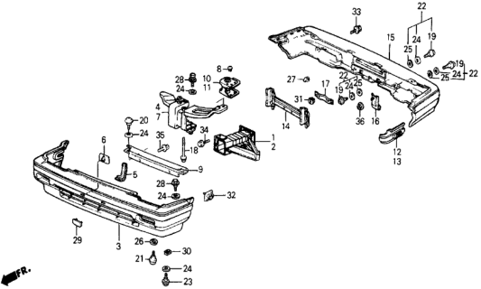 1985 Honda Civic Bracket, R. FR. Bumper Diagram for 62512-SB6-010ZZ