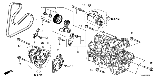 2016 Honda CR-V Belt, Acg Diagram for 31110-5LA-A02