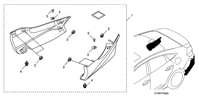 2020 Honda Insight 4 Door LX KA CVT Rear Underbody Spoiler Diagram