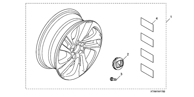 2020 Honda Insight 4 Door EX KA CVT Alloy Wheel (17")SBK Diagram
