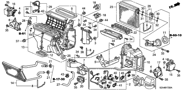 2012 Honda Pilot Gasket, Defroster Duct Diagram for 79024-SZA-A01