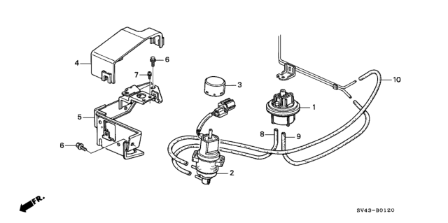 1996 Honda Accord Stay Diagram for 36233-P0B-A01