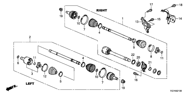 2016 Honda Pilot Driveshaft Assembly, Passenger Side Diagram for 44305-TZ5-A11