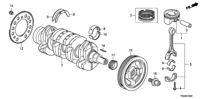 2013 Honda Civic Ring Set, Piston (0.25 Osz) Diagram for 13021-RW0-A01