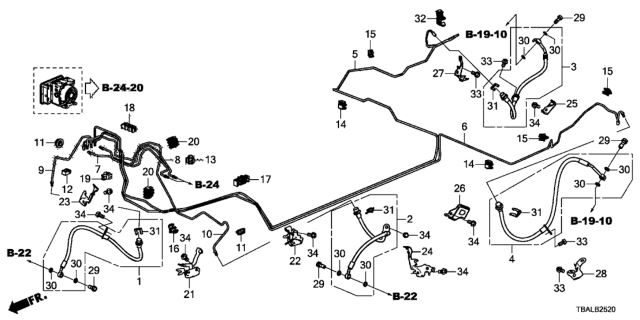 2020 Honda Civic 4 Door SI (HI-PERF TIRE) KA 6MT Brake Lines (VSA) Diagram