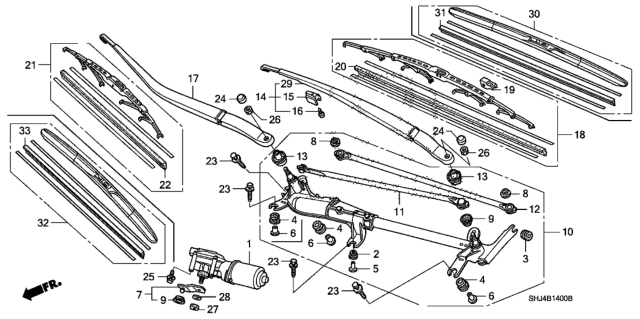 2006 Honda Odyssey 5 Door EXL-T KA 5AT Front Windshield Wiper Diagram