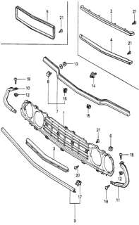 1979 Honda Accord Molding, FR. Center Grille Diagram for 62315-689-670