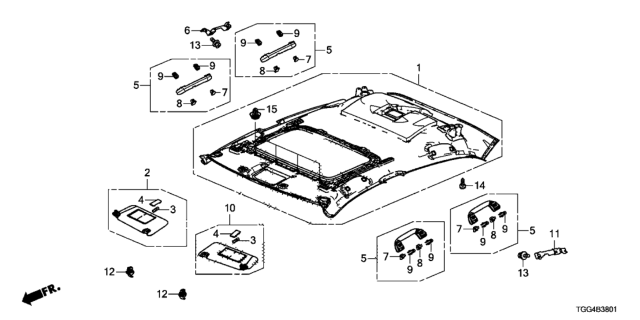 2020 Honda Civic Lining Assy., Roof *NH900L* (Sunroof) (DEEP BLACK) Diagram for 83200-TGG-A61ZA