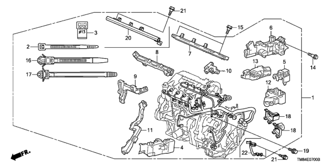 2011 Honda Insight Holder D, Engine Harness Diagram for 32134-RBJ-000