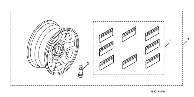 2012 Honda Ridgeline 4 Door RTL (NAVIGATION MFG US2) KA 5AT Towing Spare Rim Diagram