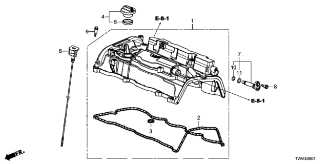 2018 Honda Accord Cylinder Head Cover (2.0L) Diagram