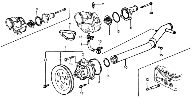 1976 Honda Civic Water Pump - Thermostat Diagram