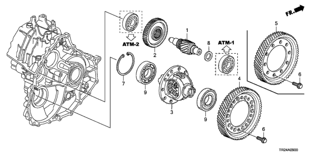 2015 Honda Civic 4 Door MX (HYBRID NV LE HS) KA CVT AT Differential Diagram