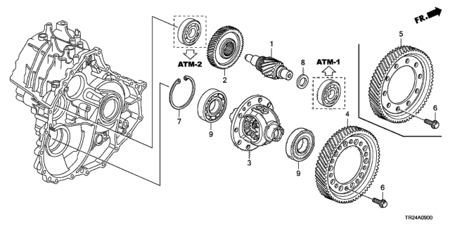 2015 Honda Civic AT Differential Diagram