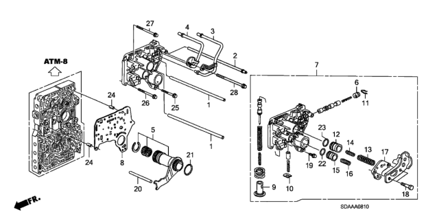 2007 Honda Accord 4 Door EX KA 5AT AT Regulator Body (L4) Diagram