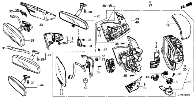 2021 Honda Pilot Housing, Passenger Side (Upper) (Modern Steel Metallic) Diagram for 76201-TG7-A21ZC