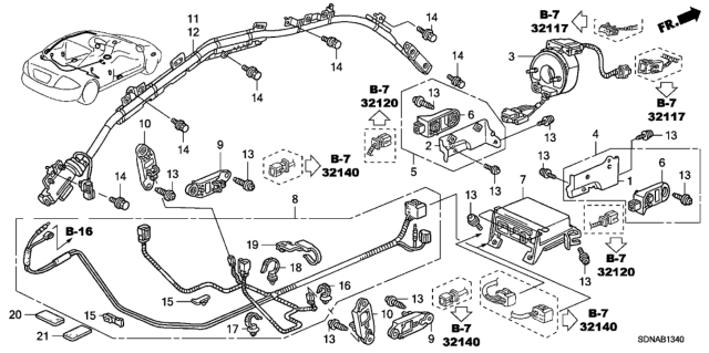 2007 Honda Accord Sensor Assy., Side Impact Diagram for 77970-SDN-C81