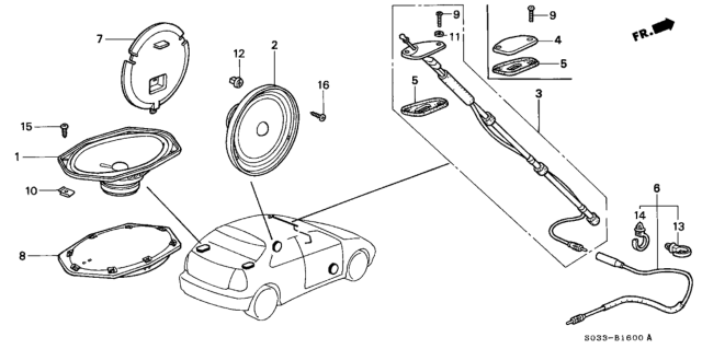 1996 Honda Civic 3 Door CX KA 4AT Antenna - Speaker Diagram