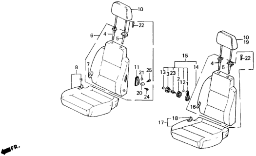 1991 Honda Prelude Front Seat Diagram