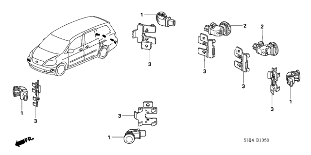 2010 Honda Odyssey Corner Sensor - Back Sensor Diagram