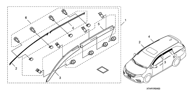 2021 Honda Odyssey Visor, L. RR. Door Diagram for 08R04-THR-10004