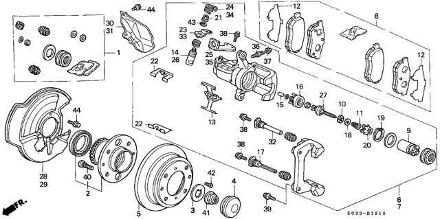 1999 Honda Civic Caliper Set, RR. Diagram for 01473-S04-010