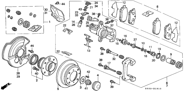 1999 Honda Civic Rear Brake (Disk) Diagram