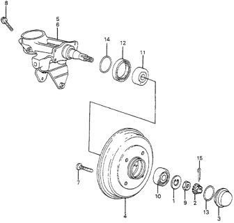 1982 Honda Accord Carrier, L. RR. Hub Diagram for 52215-SA5-040