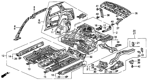 1992 Honda Accord Floor, FR. Diagram for 65100-SM2-A02ZZ