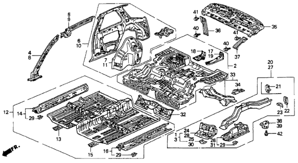 1991 Honda Accord Wheelhouse, L. RR. Diagram for 64730-SM4-V00ZZ