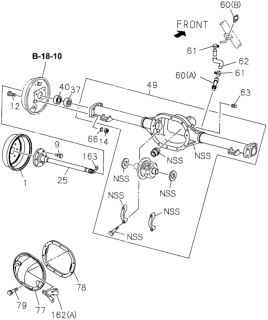 1994 Honda Passport 4 Door DX (4X2 4 CYLINDER) KA 5MT Rear Axle Case - Shaft Diagram