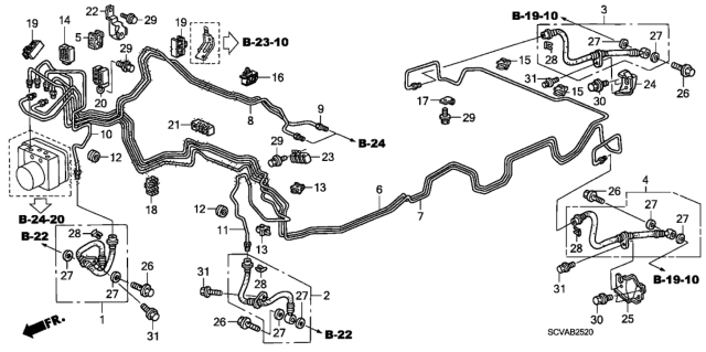 2007 Honda Element Hose Set, Right Front Brake Diagram for 01464-SCV-A00