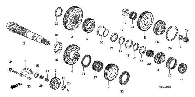 2007 Honda Odyssey AT Countershaft Diagram