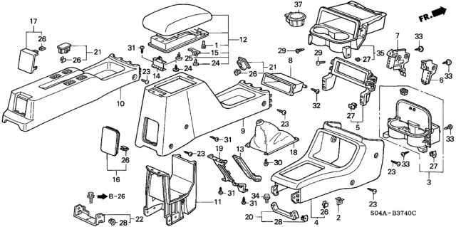 1998 Honda Civic Console Diagram